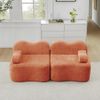 Modulares 2-Sitzer Sofa aus Samt, Wellenform, 192 x 98 x 70 cm, ohne Montage, Orange Bild 3
