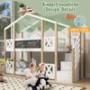 Etagenbett 90x200 cm,Kinderbett Baumhaus mit Treppe Stauraum und Rausfallschutz, Hochbett für Kinder– 2x Lattenrost- Natur & Weiß Bild 5