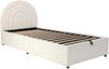 Polsterbett 90×200 cm mit hydraulischem Bettkasten und gepolstertem Kopfteil, Beige, ohne Matratze Bild 4