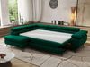 MKS Möbel 'Pablo L-Form' Ecksofa mit Schlaffunktion, verstellbare Kopfstützen, Dunkelgrün, Samt, Visco Topper, Links Bild 4