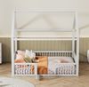 Bett 140x200 cm Hausbett aus Kiefer mit Türchen und Rundumschutz – Weiß Bild 4