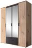 POL Power 'Chicago' Kleiderschrank mit Spiegel, 4-türig, Artisan Eiche/Anthrazit grau, 159 x 197 x 54 cm (B/H/T) Bild 3