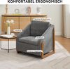 Flieks Relaxsessel, Loungesessel mit Holzarmlehne inklusive Rückenkissen fürs Wohnzimmer, Chenille, Grau Bild 5