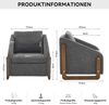 Flieks Relaxsessel, Loungesessel mit Holzarmlehne inklusive Rückenkissen fürs Wohnzimmer, Chenille, Grau Bild 4