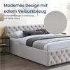 Home Collective Polsterbett Doppelbett 140x200 160x200 Bettgestell mit Lattenrost und Stauraum (mit gepolstertem Kopfteil und weichem Velours-Bezug, robustes Gestell, hoher Liegekomfort), moderne Steppung, Beigefarben 160x200 Bild 3