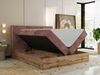 Doppelbett, Boxspringbett mit Bettkästen, Multipocket-Matratze und Topper, Set mit Kopfteil, Eiche Wotan Holzrahmen - WOOD CLASSIC - 200 x 200 cm - Rosa Cord - H4 Bild 4