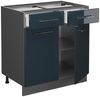 Küchenunterschrank Fame-Line Dunkelblau Hochglanz 80 cm , AP Marmor Vicco Bild 2