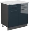 Küchenunterschrank Fame-Line Dunkelblau Hochglanz 80 cm , AP Marmor Vicco Bild 1