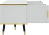 TV-Schrank 200x40x46 cm, Weiß in Marmoroptik, 2 Türen & 1 Schublade, geeignet für TVs bis 90 Zoll Bild 4
