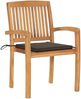 vidaXL Stapelbare Gartenstühle mit Kissen 4 Stk. Massivholz Teak 3073218 Bild 3