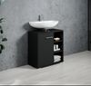 Badplaats Waschbeckenunterschrank Neptunus 60x30 cm Schwarz Matt - Stehender Badezimmerschrank mit 1 Tür und offenen Fächern Bild 4