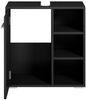 Badplaats Waschbeckenunterschrank Neptunus 60x30 cm Schwarz Matt - Stehender Badezimmerschrank mit 1 Tür und offenen Fächern Bild 2