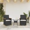 vidaXL Gartenstühle mit Kissen 2 Stk. Schwarz Poly Rattan Massivholz 368720 Bild 3