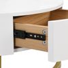 Goldener Satztisch, hochklappbare Couchtischkombination,Beistelltisch mit zwei Schubladen. 2-teiliges Set,70×70×42/56.5+60×60×27 cm, Weiß+ Holzfarbe Bild 5