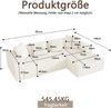 Flieks Ecksofa L-Form, modulares Wolkensofa knochenlos & voll komprimiert, mit L-Liegestühlen & tiefen Sitzplätzen, Cord, Weiß Bild 4