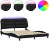 vidaXL Bettgestell mit LED ohne Matratze "Hvar" Schwarz und Weiß 160x200 cm 3213946 Bild 2