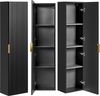 Badmöbel Set mit schwarzem Keramik Waschbecken und LED Spiegel, matt schwarz mit Eiche Nb, gerillte Front, ADELAIDE-56-BLACK, B/H/T ca. 110/200/46,5 cm Bild 3