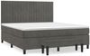 vidaXL Boxspringbett mit Matratze Dunkelgrau 160x200 cm Samt 3137972 Bild 2