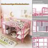 Merax Hochbett Kinderbett 90x200cm aus Metall mit Stauraum, Bett mit breiter Treppe, abgerundeten Ecken, Schubladen und Regalen, Rosa Bild 5