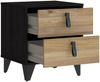Nachtkommode >LYA< in schwarz, Eiche Dekor - 48,4x53,5x41,5cm (BxHxT) Bild 5
