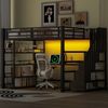 Hochbett mit RGB LED-Streifen, Schreibtisch, Lattenrost, Regal und USB, Treppe mit Regal, 140x200 cm, Kinderbett mit Rausfallschutz, Metallbett Bild 3