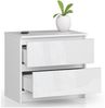 Home Collective Kommode 60 cm breit Holz Highboard Sideboard für Flur Schlafzimmer Wohnzimmer (Kommode Schlafzimmer Kommode mit Schubladen Holz Schrank), Kinderzimmer Organizer, 55 cm hoch mit 2 Schubladen weiß Hochglanz Bild 4