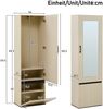 Merax Garderobenschrank mit Spiegel und Sitzbank –Modernes Flurmöbel-Set mit ausziehbarer Kleiderstange, Schuhablage, 4 Haken und Polsterbank, Holzfarbe Bild 4