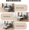 Merax Polsterbett Daybett Schlafsofa 3 in 1 Multifunktions-Schlafsofa, Leinenstoffsofa mit verstellbarer Rückenlehne, Liegesofa für kleine Räume, Grau Bild 5