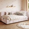 Schlafsofa 90x200 cm mit hydraulischem Stauraum, integrierter Matratzenstruktur, USB-A & USB-C Ladeanschlüsse, Samtbezug,Rosa Bild 2