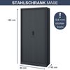 Aktenschrank abschließbar DAMIAN - Rolladentüren, 5 Ebenen | Büroschrank aus Stahl Metallschrank Werkstatt Mehrzweckschrank Werkzeugschrank, 185x90x45cm Anthrazit Bild 2