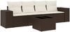 vidaXL 5-tlg. Garten-Sofagarnitur mit Kissen Braun Poly Rattan 3222292 Bild 2