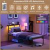 Yaheetech Metallbett Stabiler Bettrahmen mit LED-Beleuchtung & Ladestation, Einzelbett 90 × 200 cm Bettgestell mit Stauraum unter dem Bett Bild 3
