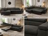 MKS Möbel 'Pablo L-Form' Ecksofa mit Schlaffunktion, verstellbare Kopfstützen, Dunkelgrau, Samt, T25 Topper, Links Bild 2