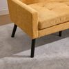 LVHOM 2-Sitzer Sofa aus Leinenstoff mit Knopfsteppung, Loveseat mit hochdichter Schaumstoffpolsterung und Massivholzbeinen, Stoffsofa für Wohnzimmer & Büro, bis 260kg, Gelb Bild 4