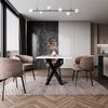 Home Collective Esstisch Tisch Küchentisch Esszimmertisch 90x90 cm verschiedene Farben (Esszimmer Küche Wohnzimmer Esstisch), modernes Design Kreuzgestell aus Metall 90x90 cm Weiß Marmor-Optik Bild 3