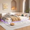 Polsterbett 140x200 cm mit Lattenrost, LED-Umgebungslicht, USB- und Typ-C-Anschluss, ohne Matratze Bild 4