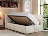 Jugendbett 90x200 ARVO Polsterbett mit Bettkasten, Stauraum & Gasdruckfeder, Modernes Design mit Kopfteil - Beige Velvet - Links Seite Bild 3