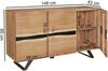 Sideboard 148 x 85 x 43 cm Massiv-Holz Akazie Natur Baumkante Anrichte, Landhaus-Stil Highboard mit 3 Türen, Flur Schrank Kommode Bild 4