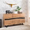 Sideboard 148 x 85 x 43 cm Massiv-Holz Akazie Natur Baumkante Anrichte, Landhaus-Stil Highboard mit 3 Türen, Flur Schrank Kommode Bild 2