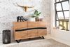 Sideboard 148 x 85 x 43 cm Massiv-Holz Akazie Natur Baumkante Anrichte, Landhaus-Stil Highboard mit 3 Türen, Flur Schrank Kommode Bild 3