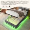 LVHOM Polsterbett 90x200cm mit LED und USB, Einzelbett mit Hydrauliksystem, Stauraumbett Samtstoff, Bettgestell Massiv, Boxspringbett, Grau Bild 4