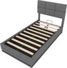 LVHOM Polsterbett 90x200cm mit LED und USB, Einzelbett mit Hydrauliksystem, Stauraumbett Samtstoff, Bettgestell Massiv, Boxspringbett, Grau Bild 2