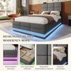 LVHOM Polsterbett 90x200cm mit LED und USB, Einzelbett mit Hydrauliksystem, Stauraumbett Samtstoff, Bettgestell Massiv, Boxspringbett, Grau Bild 3