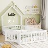 Merax Kinderbett (1-tlg), 90x200cm aus Kiefer,Bodenbett mit Lattenrost,Holzbett,Doppelbett Bild 3