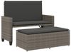 vidaXL Gartenbank mit Kissen und Hocker Grau Poly Rattan 368409 Bild 2