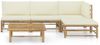 vidaXL 5-tlg. Garten-Lounge-Set mit Cremeweißen Kissen Bambus 3058191 Bild 2