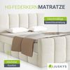 Juskys Boxspringbett Manitoba - Bouclé-Stoff, Gepolstertes Kopfteil mit Steppung & Stabile Konstruktion, Topper inklusive - Creme Bild 4