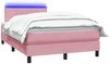 vidaXL Boxspringbett mit Matratze & LED Rosa 120x220 cm Samt 3316928 Bild 3
