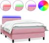 vidaXL Boxspringbett mit Matratze & LED Rosa 120x220 cm Samt 3316928 Bild 2