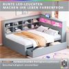 REDOM Stauraumbett mit USB-Steckdose und LED-Beleuchtung, mit Regalen und Ablagefächern (mit Schubladen,Kinderbett Jugendbett, 140x200cm), ohne Matratze Bild 4